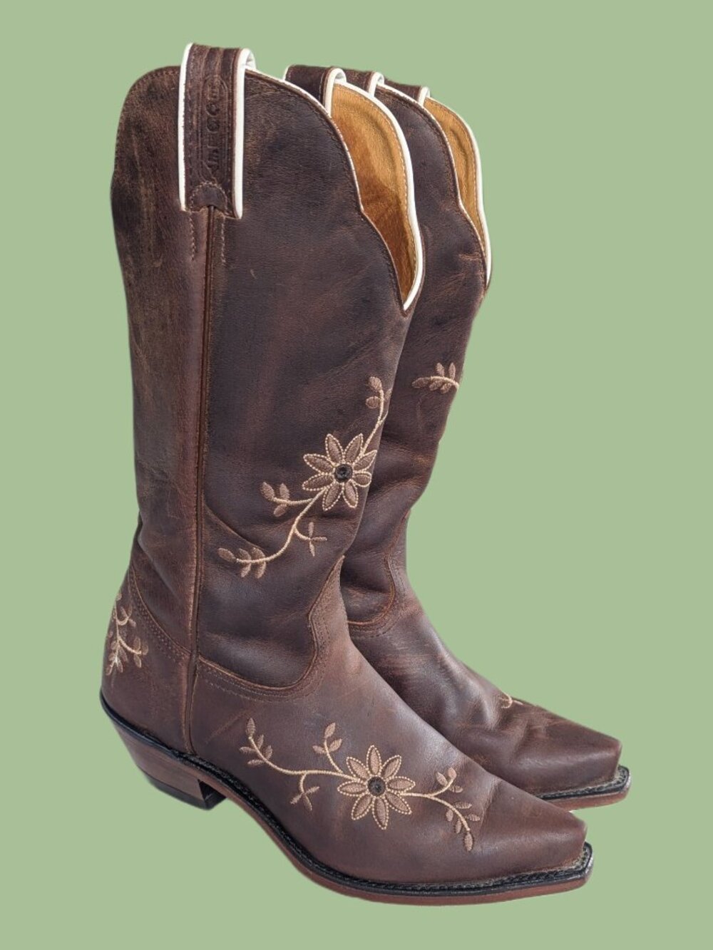 Boulet Canadian Made Leather Ladies Western Cowgirl Cowboy Boots Size 7